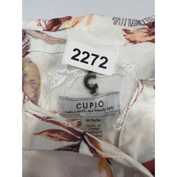 Cupio Women's Short Sleeve Floral Button Down Tiered Shirt Dress Rayon Size M - Picture 8 of 8